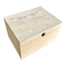 Load image into Gallery viewer, Personalised Pink Garland New Baby Keepsake Box - 5 Sizes (16cm | 20cm | 26cm | 30cm | 36cm)