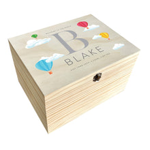 Load image into Gallery viewer, Personalised Hot Air Balloon New Baby Keepsake Box - 5 Sizes