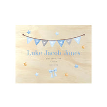 Load image into Gallery viewer, Personalised Blue Garland New Baby Keepsake Box - 5 Sizes (16cm | 20cm | 26cm | 30cm | 36cm)