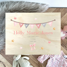Load image into Gallery viewer, Personalised Pink Garland New Baby Keepsake Box - 5 Sizes (16cm | 20cm | 26cm | 30cm | 36cm)