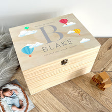 Load image into Gallery viewer, Personalised Hot Air Balloon New Baby Keepsake Box - 5 Sizes
