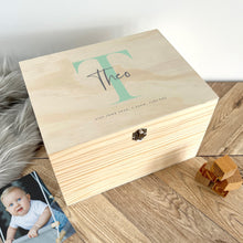 Load image into Gallery viewer, Personalised Initial New Baby Keepsake Box Various Colours - 5 Sizes