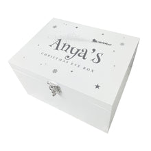 Load image into Gallery viewer, Personalised White Wooden Santa Sleigh Christmas Eve Box - 3 Sizes (22cm | 27cm | 30cm)