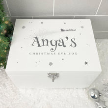 Load image into Gallery viewer, Personalised White Wooden Santa Sleigh Christmas Eve Box - 3 Sizes (22cm | 27cm | 30cm)