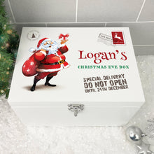 Load image into Gallery viewer, Personalised Santa Christmas Eve Box White Wooden Memory Box - 3 Sizes (22cm | 27cm | 30cm)