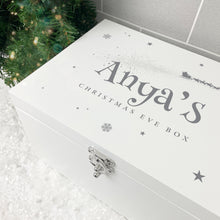 Load image into Gallery viewer, Personalised White Wooden Santa Sleigh Christmas Eve Box - 3 Sizes (22cm | 27cm | 30cm)