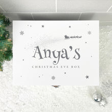 Load image into Gallery viewer, Personalised White Wooden Santa Sleigh Christmas Eve Box - 3 Sizes (22cm | 27cm | 30cm)