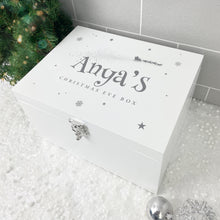 Load image into Gallery viewer, Personalised White Wooden Santa Sleigh Christmas Eve Box - 3 Sizes (22cm | 27cm | 30cm)