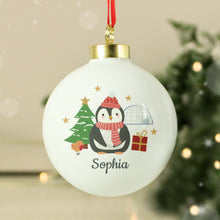 Load image into Gallery viewer, Personalised Christmas Penguin NICU Bauble