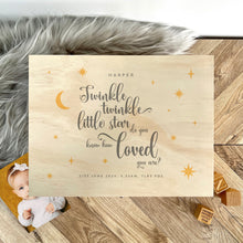 Load image into Gallery viewer, Personalised Twinkle Twinkle New Baby Keepsake Box - 5 Sizes (16cm | 20cm | 26cm | 30cm | 36cm)