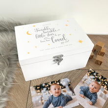 Load image into Gallery viewer, Personalised Twinkle Twinkle New Baby White Wooden Memory Box - 3 Sizes (22cm | 27cm | 30cm)