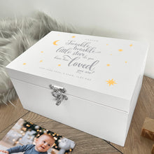 Load image into Gallery viewer, Personalised Twinkle Twinkle New Baby White Wooden Memory Box - 3 Sizes (22cm | 27cm | 30cm)
