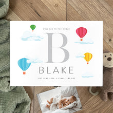 Load image into Gallery viewer, Personalised Hot Air Balloon New Baby White Wooden Memory Box - 3 Sizes (22cm | 27cm | 30cm)
