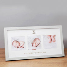 Load image into Gallery viewer, Bambino Welcome to The World Triple Photo Frame
