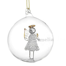 Load image into Gallery viewer, Personalised Glass Christmas Angel Bauble