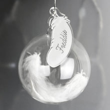 Load image into Gallery viewer, Personalised Feather Glass Bauble - White, Pink, Blue