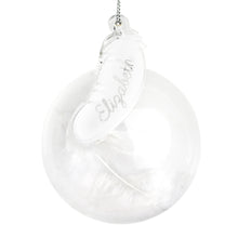 Load image into Gallery viewer, Personalised Feather Glass Bauble - White, Pink, Blue
