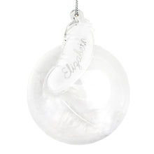 Load image into Gallery viewer, Personalised Feather Glass Bauble - White, Pink, Blue