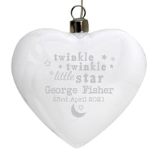 Load image into Gallery viewer, Personalised Twinkle Twinkle LED Hanging Glass Heart