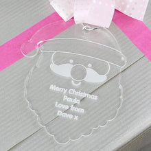 Load image into Gallery viewer, Personalised Christmas Decoration - Acrylic Santa Head as gift tag