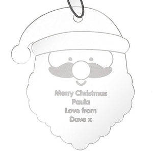 Personalised Christmas Decoration - Acrylic Santa Head on white