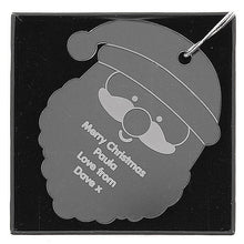 Load image into Gallery viewer, Personalised Christmas Decoration - Acrylic Santa Head on black