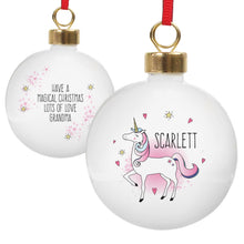 Load image into Gallery viewer, Personalised Unicorn Bauble