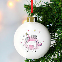 Load image into Gallery viewer, Personalised Unicorn Bauble