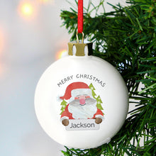 Load image into Gallery viewer, Personalised Christmas Tree Bauble, Red Nose Santa, any message