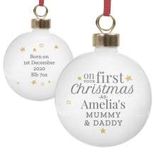 Load image into Gallery viewer, Personalised &#39;First Christmas as&#39; Bauble
