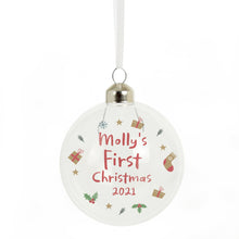 Load image into Gallery viewer, Personalised First Christmas Glass Bauble
