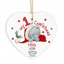 Load image into Gallery viewer, Personalised Christmas Decoration - My 1st Christmas Tatty Teddy Heart
