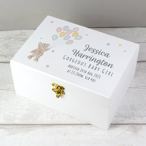 You added Personalised Teddy & Balloons White Wooden Keepsake Box to your cart.