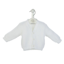 Load image into Gallery viewer, White Ribbed Knitted Premature Baby Cardigan
