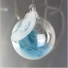 Load image into Gallery viewer, Personalised Feather Glass Bauble - White, Pink, Blue