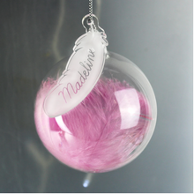 Load image into Gallery viewer, Personalised Feather Glass Bauble - White, Pink, Blue