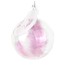 Load image into Gallery viewer, Personalised Feather Glass Bauble - White, Pink, Blue

