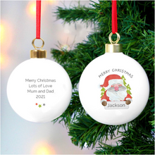 Load image into Gallery viewer, Personalised Christmas Tree Bauble, Red Nose Santa, any message