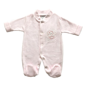 Incubator Velour 'Rock a by baby' Baby Grow - Pink