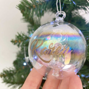 Personalised Angel Iridescent Glass Bauble