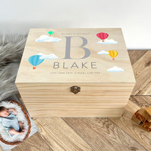 Load image into Gallery viewer, Personalised Hot Air Balloon New Baby Keepsake Box - 5 Sizes
