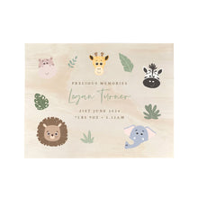 Load image into Gallery viewer, Personalised Jungle Animals New Baby Keepsake Box - 5 Sizes (16cm | 20cm | 26cm | 30cm | 36cm)
