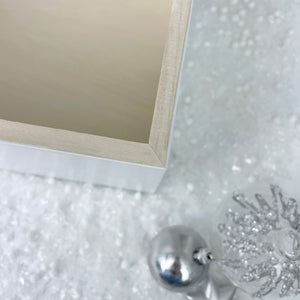 Personalised Santa Christmas Eve Box White Wooden Memory Box - 3 Sizes (22cm | 27cm | 30cm)