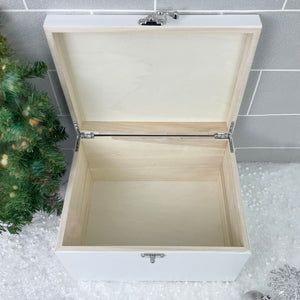 Personalised Santa Christmas Eve Box White Wooden Memory Box - 3 Sizes (22cm | 27cm | 30cm)