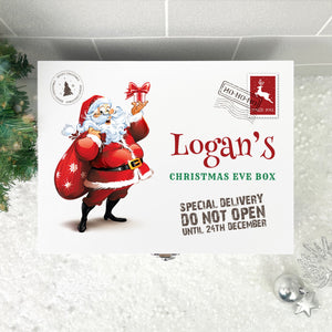 Personalised Santa Christmas Eve Box White Wooden Memory Box - 3 Sizes (22cm | 27cm | 30cm)