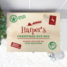 Load image into Gallery viewer, Personalised North Pole Postal Stamp Christmas Eve Box - 5 Sizes (16cm | 20cm | 26cm | 30cm | 36cm)
