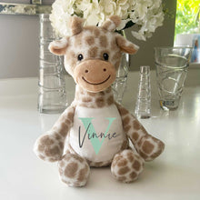 Load image into Gallery viewer, Name &amp; Initial Giraffe - Green, Pink, Blue, Neutral
