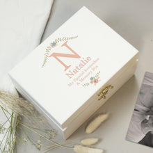 Load image into Gallery viewer, White Wooden Keepsake Box Personalised with Initial &amp; Name
