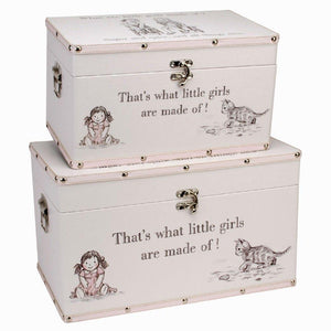 2 Large Keepsake Boxes, 'What are little girls made of?'