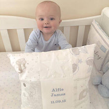 Load image into Gallery viewer, Patchwork New Baby Celebration Cushion
